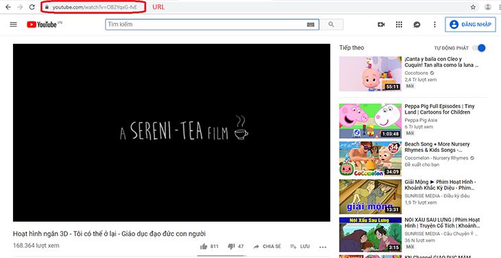 Sao chép URL từ Youtube