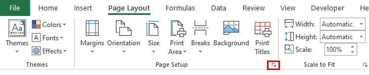 Hướng dẫn cách đánh số thứ tự trang trong Excel khi in > Vào Page Layout > Page Setup
