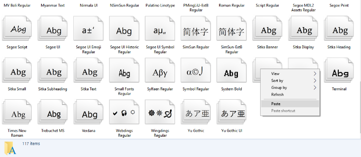 Cài đặt font chữ trong Control Panel