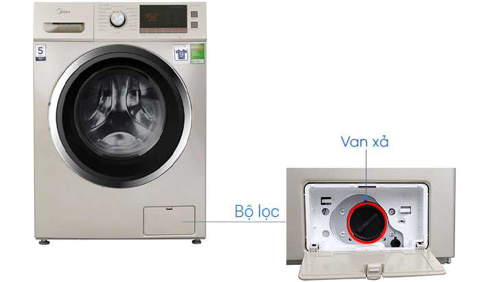 Bộ lọc cặn, xơ vải - Máy giặt sấy Midea 9 kg MFC90-D1401