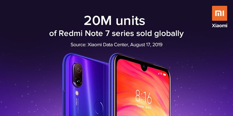 Dòng Redmi Note 7 đã bán được hơn 20 triệu chiếc trên toàn cầu