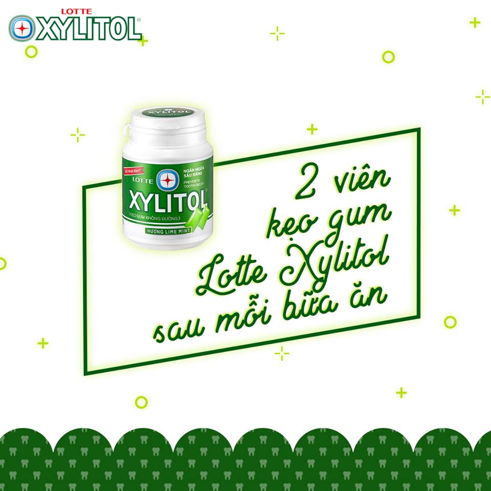 Nên nhai 2 viên Lotte Xylitol sau mỗi bữa ăn