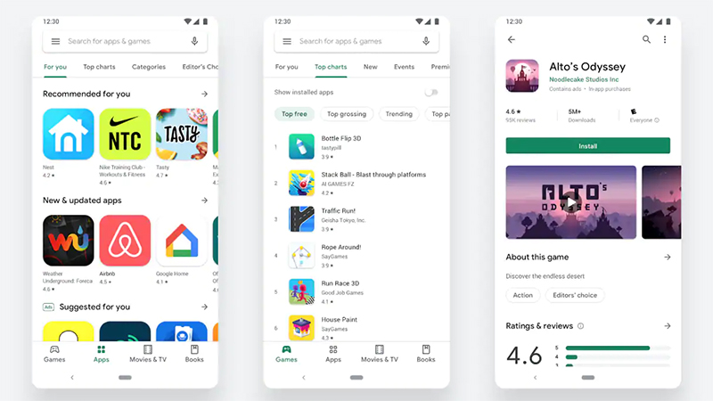 Google Play giao diện mới