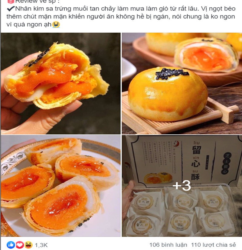 Bánh ngàn lớp nhân trứng chảy nhận được rất nhiều phản hồi và tương tác từ cộng đồng mạng (nguồn: Facebook Bánh Trung Thu Đài Loan) Bánh ngàn lớp nhân trứng chảy nhận được rất nhiều phản hồi và tương tác từ cộng đồng mạng (nguồn: Facebook Bánh Trung Thu Đài Loan)