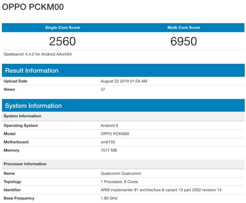 Smartphone OPPO bí ẩn có RAM 8 GB xuất hiện trên Geekbench - ảnh 2 Smartphone OPPO bí ẩn có RAM 8 GB xuất hiện trên Geekbench - ảnh 2