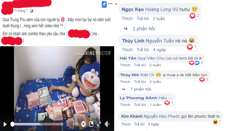 Các cặp đôi gọi tên nhau trong bài viết về quà tặng Trung thu. (nguồn: Facebook @HH2003s)