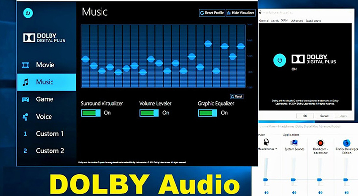 Công nghệ âm thanh Dolby Audio Premium có bộ điều chỉnh thông minh