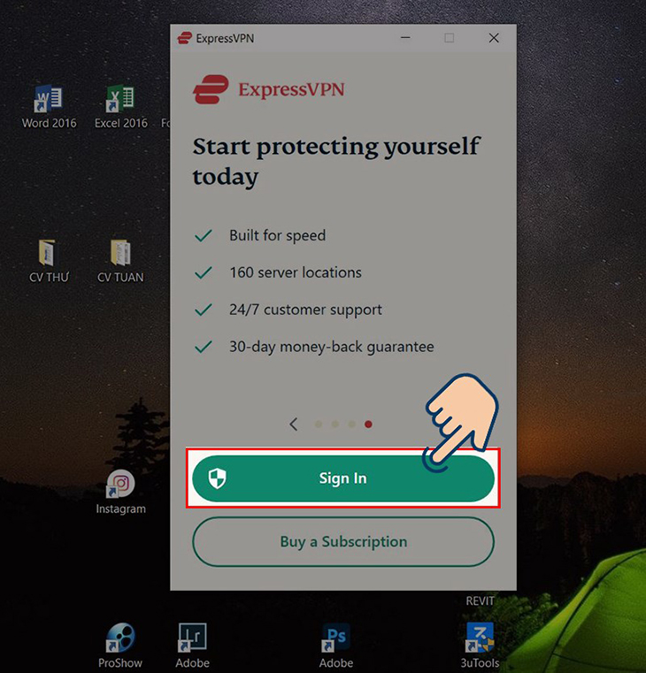 Bạn hãy chọn mục Sign in để đăng ký tài khoản VPN