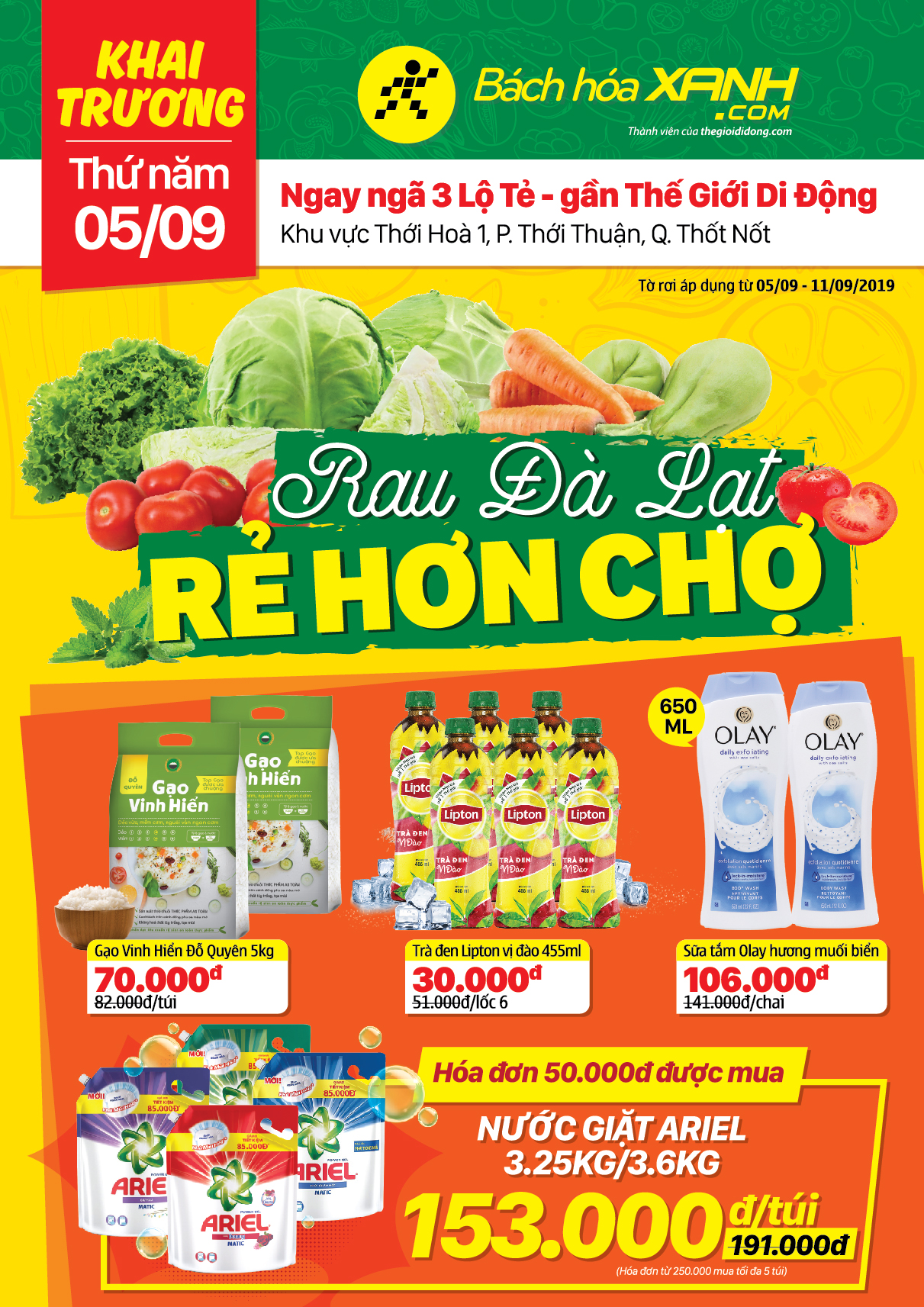 Cửa hàng Bách hoá XANH Khu Vực Thới Hòa 1 khai trương 5/9/2019
