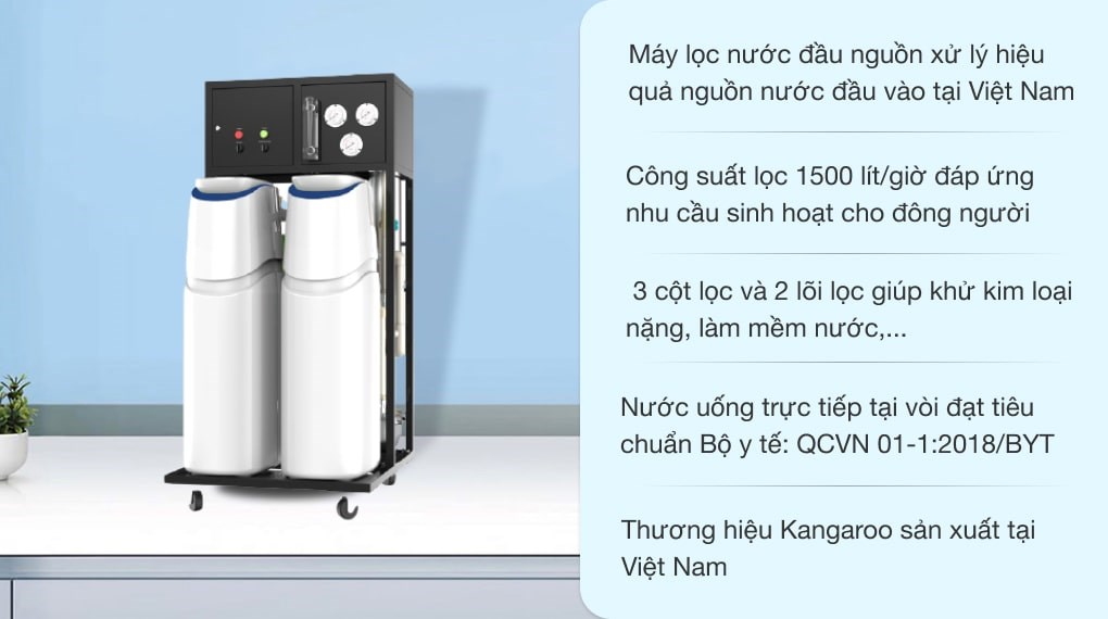 Máy lọc nước đầu nguồn UF Kangaroo KG889 3 cột lọc và 2 lõi