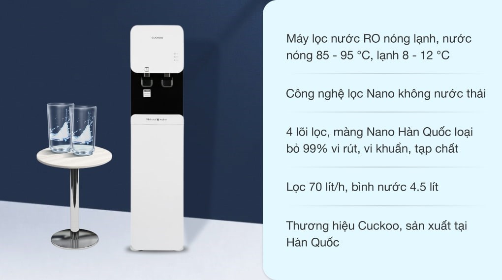 Máy lọc nước Nano nóng lạnh Cuckoo CP-FN601SW 4 lõi