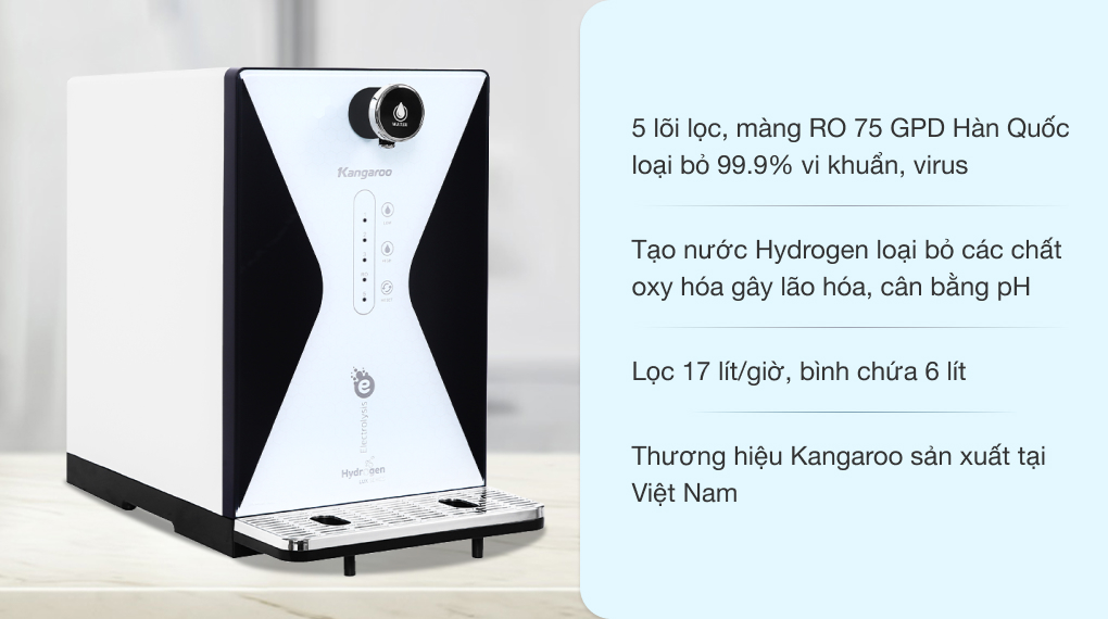 Máy lọc nước RO hydrogen ion kiềm Kangaroo KG100EED 5 lõi