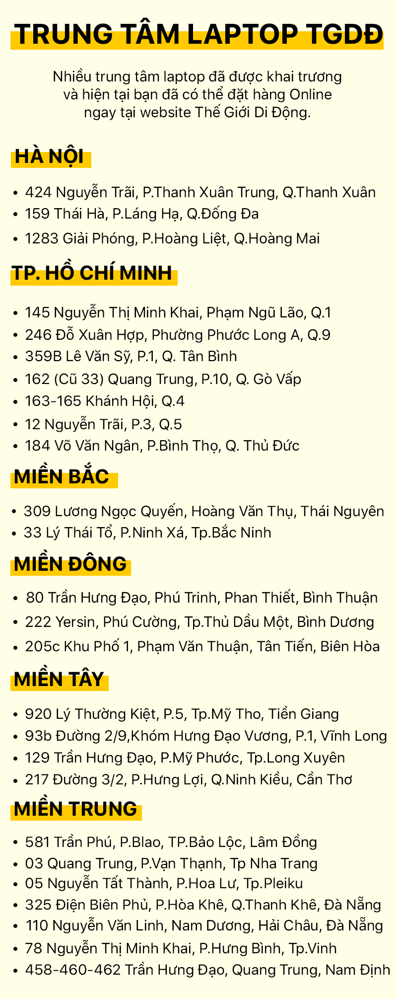 Khai trương 26 Trung tâm laptop