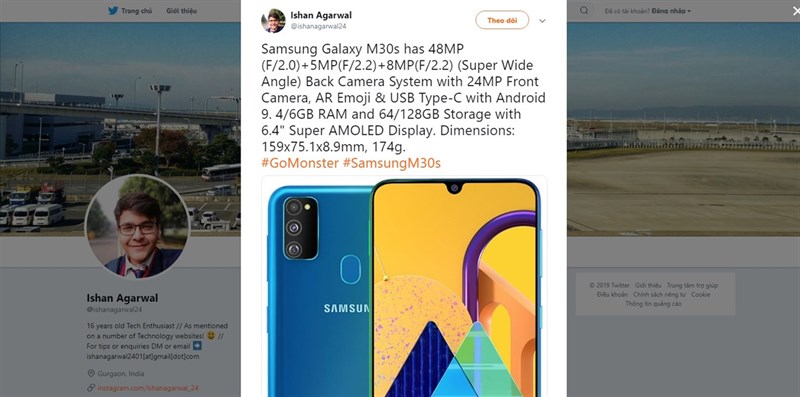 Samsung Galaxy M30s lộ cấu hình trước ngày ra mắt Samsung Galaxy M30s lộ cấu hình trước ngày ra mắt
