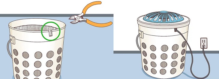 3 cách tự chế tạo máy lọc không khí cực đơn giản tại nhà > Trên miệng xô bạn cắt một lỗ nhỏ