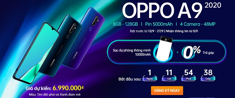 Đặt trước OPPO A9 2020 tại TGDĐ