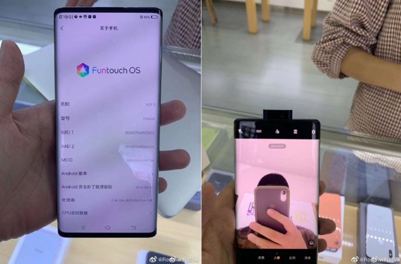 Hình ảnh rò rỉ thông tin và cụm camera trước của Vivo NEX 3