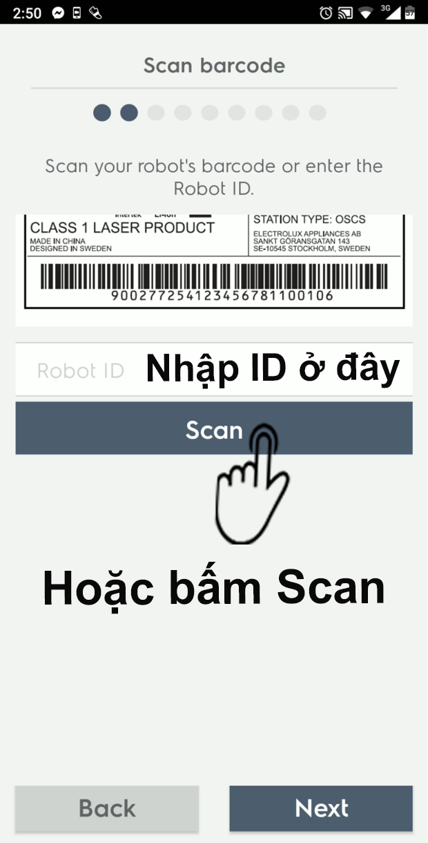 Nhập id hoặc scan mã vạch để kết nối