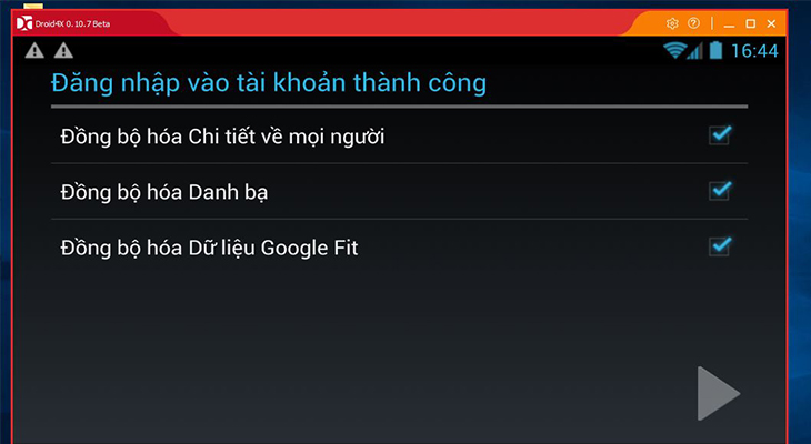 Hướng dẫn cách tải, sử dụng phần mềm giả lập Android Droid4x > Đăng kí thành công