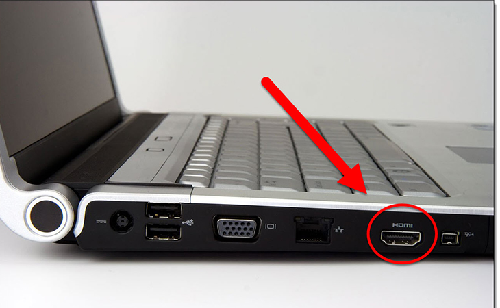 What is the function of the HDMI connection port on the laptop?