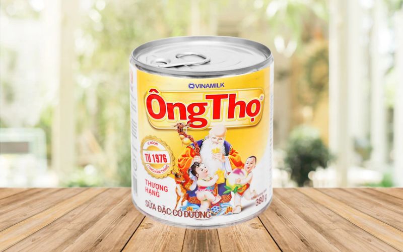 Sữa đặc có đường Ông Thọ Trắng nhãn vàng lon 380g