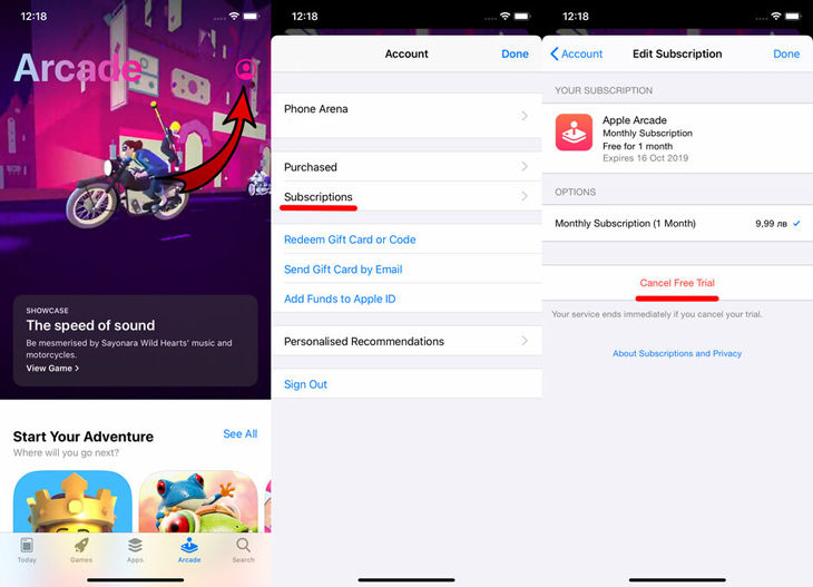 Hướng dẫn cách đăng ký và sử dụng dịch vụ Apple Arcade sớm nhất > Hủy đăng ký dùng thử
