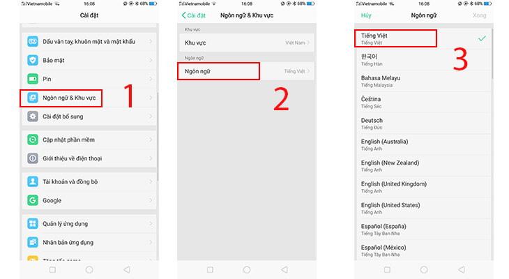 Chuyển ngôn ngữ trên điện thoại