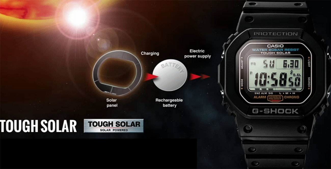 What is Tough Solar technology on Casio watches? Instructions to properly charge the battery with Touch Solar watch
