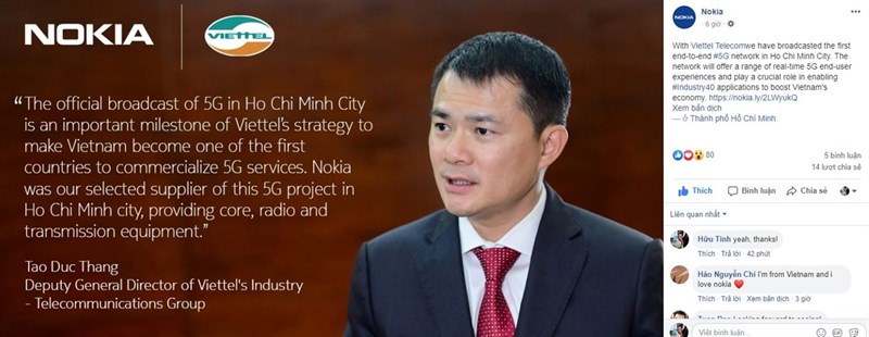 Nokia xác nhận hợp tác với Viettel, đã phát sóng 5G tại TP Hồ Chí Minh