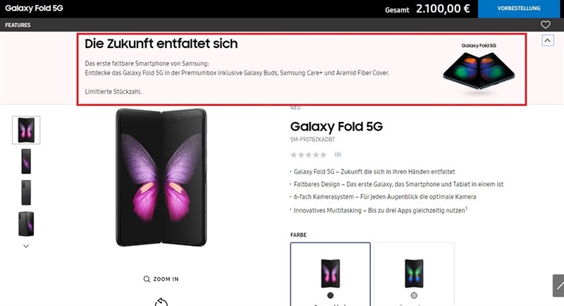 Samsung Galaxy Fold 5G lên kệ tại Đức với giá 53.7 triệu đồng