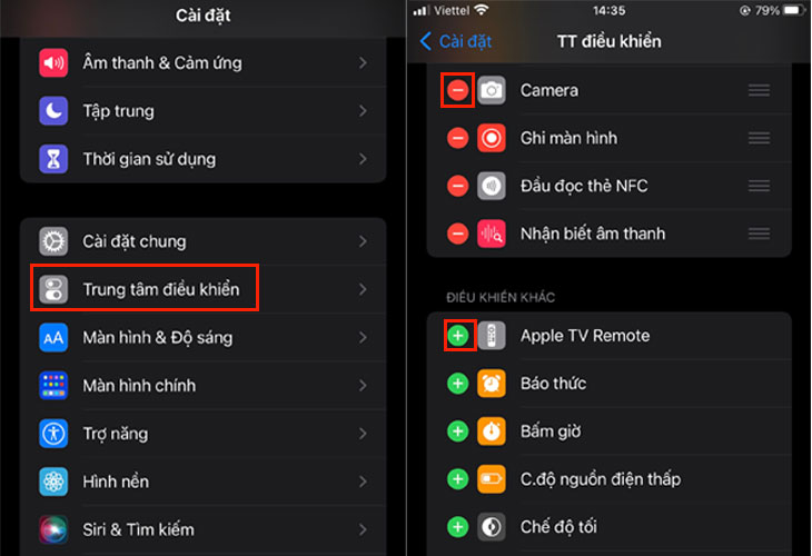 Điều chỉnh trung tâm điều khiển trên iPhone 11