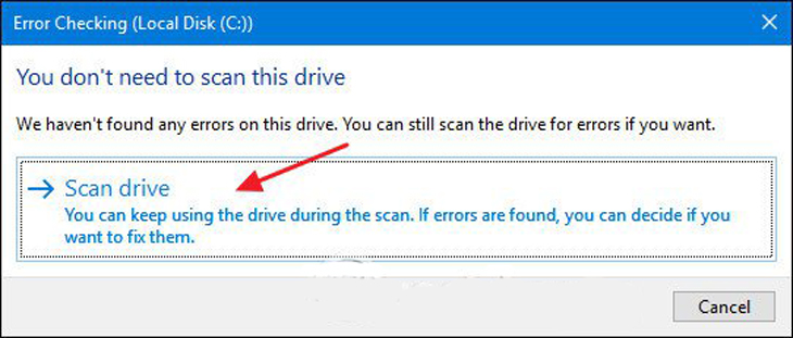 Cách kiểm tra tình trạng hoạt động ổ cứng trên máy tính Windows và MacOS > Nhấp vào Scan Drive