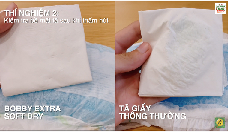 Thử khả năng thấm hút siêu nhanh của tã Bobby Extra Soft Dry