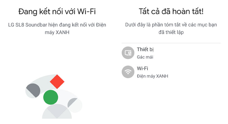 Quá trình kết nối Google Home với loa LG hoàn tất