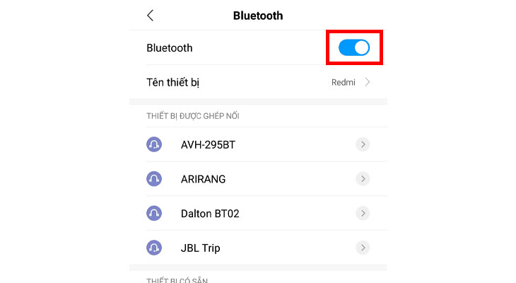 Bật kết nối bluetooth trên điện thoại/máy tính bảng