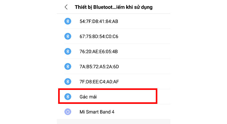 chọn tên loa kết nối bluetooth