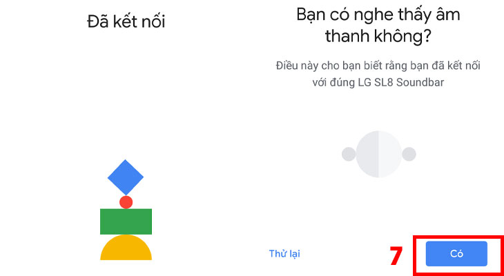 Ứng dụng Google Home kết nối thành công với loa LG