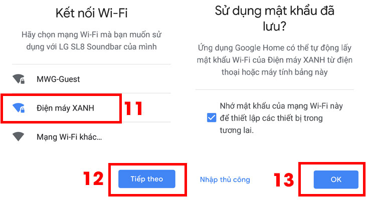 Chọn mạng Wifi cho loa LG SL8Y/SL10Y