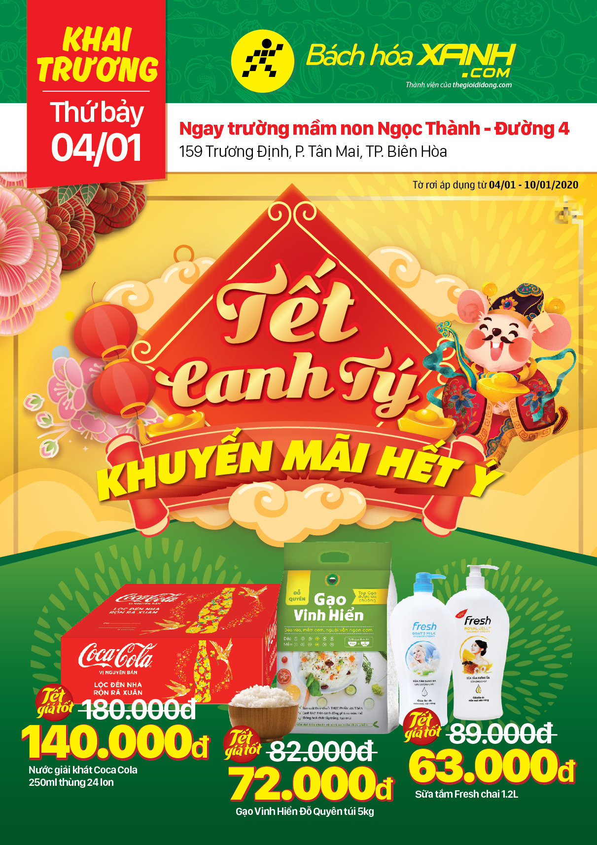 Cửa hàng Bách hoá XANH 159 Tân Định, P. Tân Mai khai trương 4/1/2020