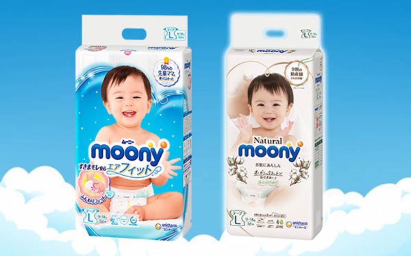 Bỉm Moony với các kiểu dáng khác nhau