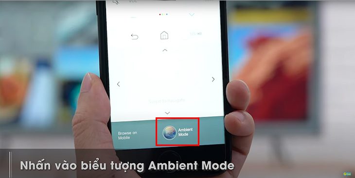 Hướng dẫn cách thiết lập và sử dụng Ambient Mode trên tivi Samsung > Nhấn vào biểu tượng Ambient Mode