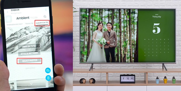 Hướng dẫn cách thiết lập và sử dụng Ambient Mode trên tivi Samsung > Trình chiếu hình ảnh