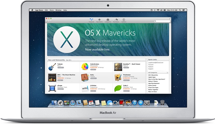 laptop chạy hệ điều hành Apple OS Mavericks