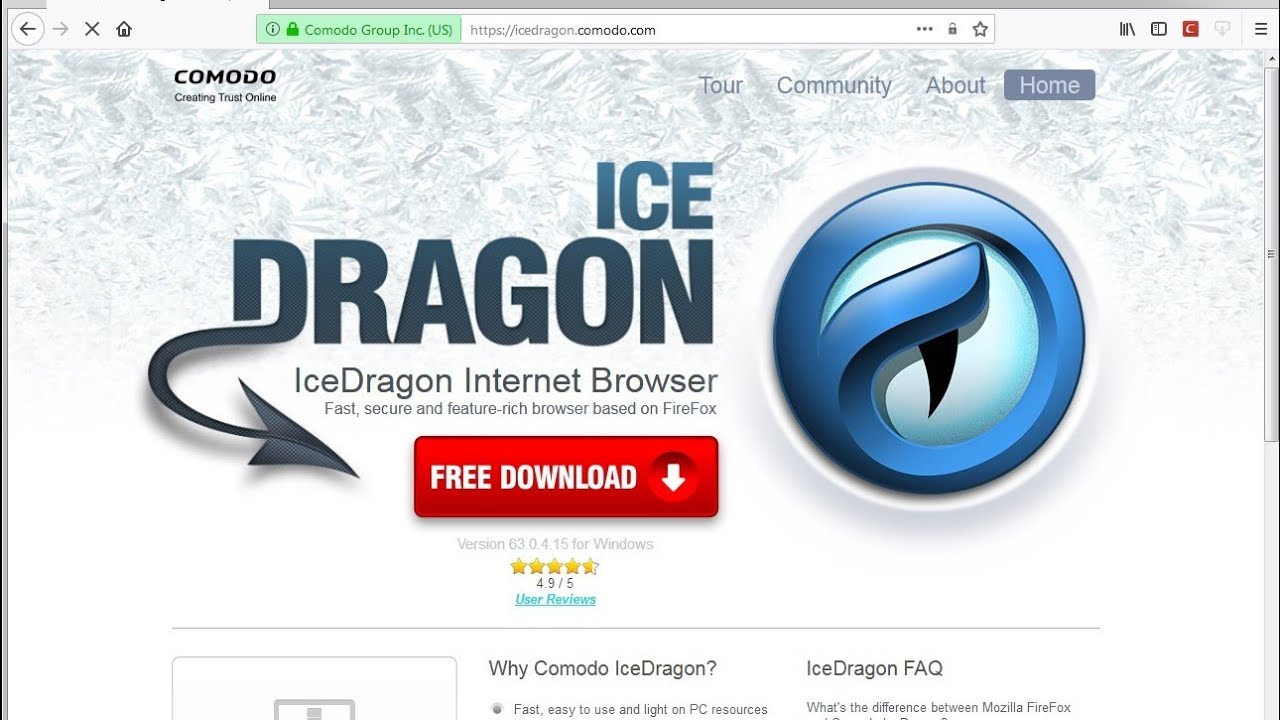 Trình duyệt Comodo Icedragon