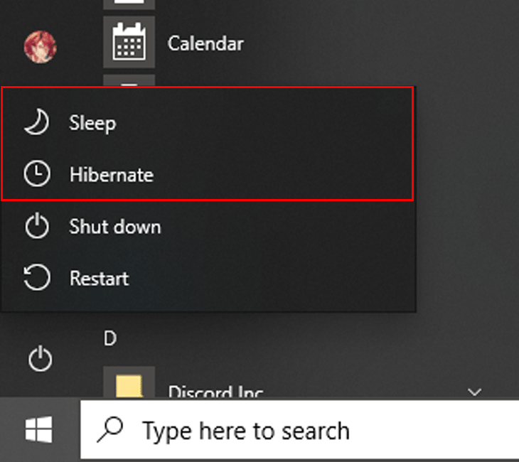 Nút chọn Hibernate đã xuất hiện trong menu Start  Power