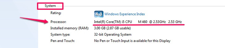 thông tin CPU Intel của máy laptop
