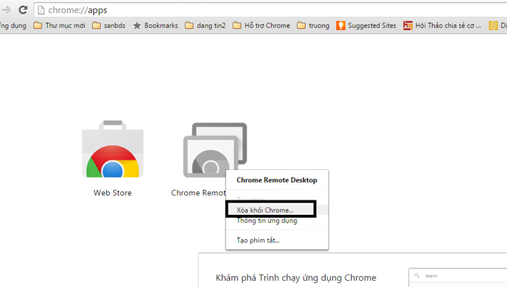 Loại bỏ các ứng dụng Web không cần thiết trên chrome