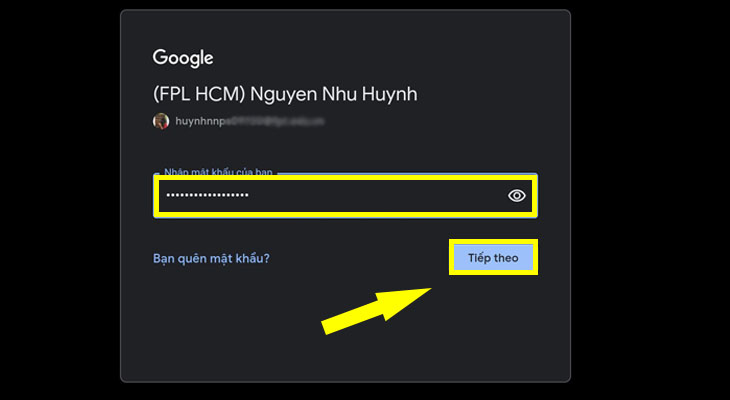 Nhập mật khẩu tài khoản Google trên Android tivi Sony