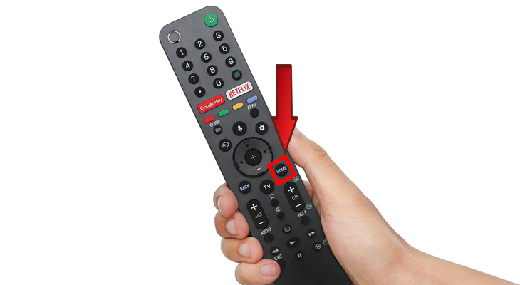 Bấm nút “Home” trên remote để vào màn hình chính