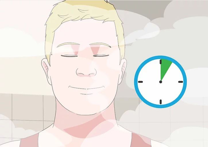 Đứng yên và đưa khuôn mặt bạn gần hơi nước nóng trong khoảng 5 phút